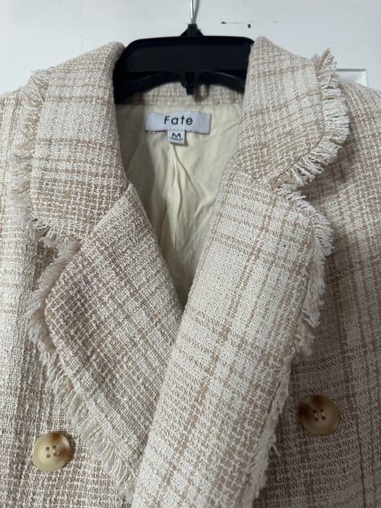 Fate Neutral Plaid Tweed Double-Breasted Blazer - Picture 3 of 5